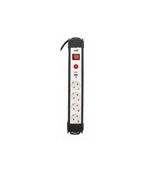 Prelungitor 4 prize 5m cu protectie cablu 3xG1.5mmp Well