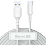 Cablu alimentare si date Baseus Simple Wisdom, Fast Charging Data Cable pt. smartphone, USB la USB Type-C 5A (2buc/set), 1.5m, alb