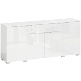 HOMCOM Sideboard lucios, bufet modern cu 4 uși și rafturi reglabile, dulap de bucătărie cu Soft-Close, alb | Aosom Romania