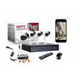 Sistem de supraveghere video CCTV KIT DVR 4 Camere exterior 220V HD D1