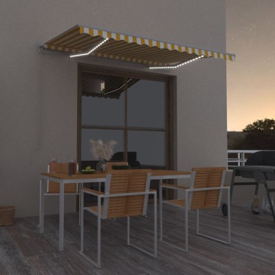 Copertina retractabila manual cu LED, galben si alb, 300x250 cm GartenMobel Dekor foto