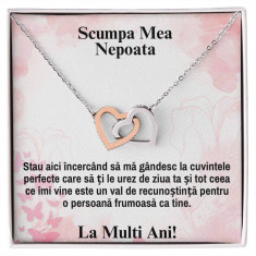 Set Colier Argint, mesaj pentru nepoata, cutie bijuterii si card incluse