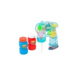 Pistol cu ​​bule de sapun transparent, cu sunet si lumini, 2 recipiente baloane, Oem
