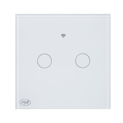 Intrerupator inteligent cu touch PNI SafeHome PT202L WiFi, 10A, control prin aplicatia Tuya Smart, compatibil cu Alexa si Google Assistant - Live Wire foto