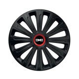 Cumpara ieftin Set 4 Capace Roti pentru Dacia Nou, model Trend Black Cu Inel Rosu, R15, DACIA