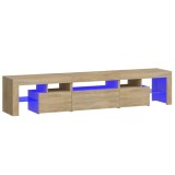 Cumpara ieftin Comoda TV cu lumini LED, stejar sonoma, 200x36,5x40 cm