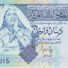 Bancnota Libia 1 Dinar (2008) - P68b UNC ( seria 6 - Muammar al-Gaddafi )