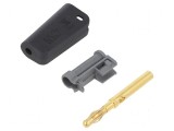 Conector banană 4mm 19A negru aurit pe cablu