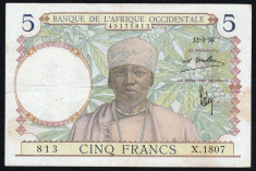 Africa Occidentala 5 Francs s1807 1936 foto