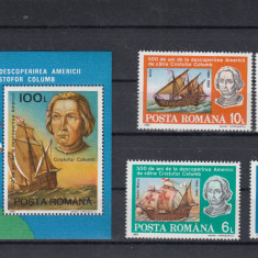 ROMANIA 1992 LP 1296 LP 1297 - 500 ANI DESCOPERIREA AMERICII SERIE+COLITA MNH