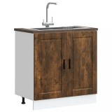Dulap Baza Chiuveta Bucatarie Gossi Porto Stejar Afumat 80x46x81.5cm, Lemn, Picioare Reglabile, Spatiu Depozitare