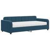 Cumpara ieftin Pat de zi cu saltea, albastru, 90x200 cm, catifea