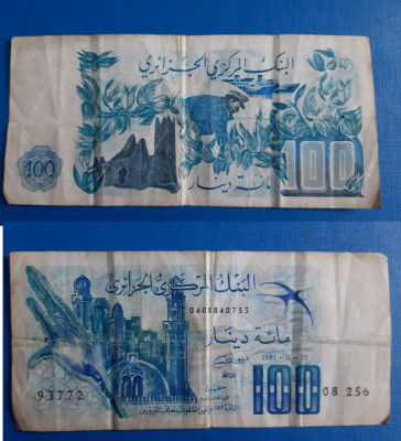 bancnotă _ Algeria _ 100 dinari _ 1981 foto