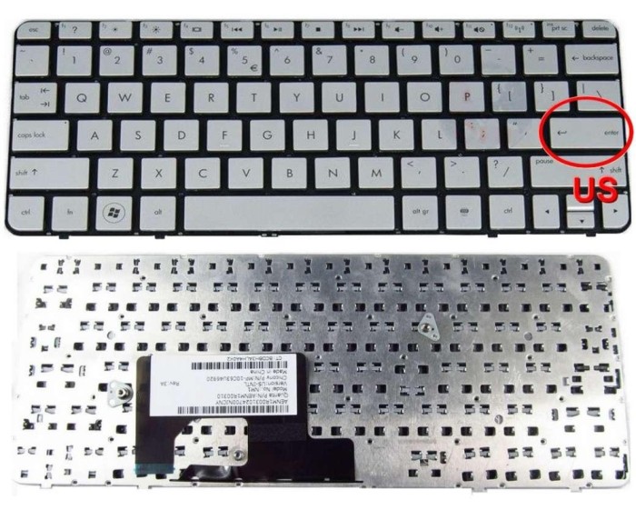 Tastatura HP Argintie Mini 210 4000 layout US fara rama enter mic