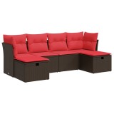 Cumpara ieftin Set canapele de gradina cu perne, 6 piese, maro, poliratan