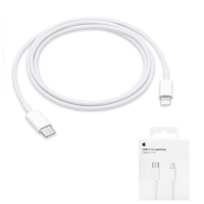 Apple - Original Data Cable A2561 (MM0A3ZM/A) - Type-C to Lightning Thunderbolt 3, 1m - White (Blister Packing)