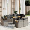 VidaXL Set canapele de grădină, 9 piese, cu perne, gri, poliratan 3273174