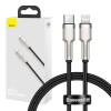 Cablu USB-C pentru Lightning Baseus Cafule, PD, 20W, 0,25m (negru)
