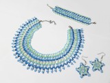 Set bijuterii traditional lat albastru margele nisip la baza gatului