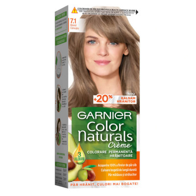 Vopsea de Par Permanenta Garnier Color Naturals 7.1, Blond Cenusiu, 110 ml, Fara Amoniac, Vopsea de Par, Vopsea de Par Permanenta, Vopsea de Par Garni foto