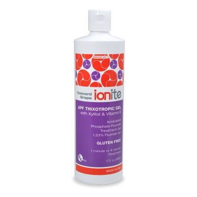 Gel Fluorizare, Ionite, cu Xylitol si Vitamina E, Fara Gluten, 1.23%, 500ml, Aroma Struguri foto