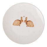 Set 4 farfurii portelan alb maro Iepuras 20x2 cm