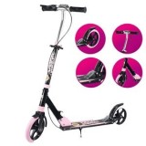 Trotineta din Aluminiu, Fucsia Neagra, cu Suport, Inaltime Reglabila, CMCLASS