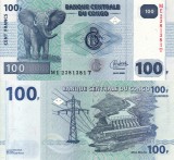 Bancnota Congo 100 Franci 2022 UNC Africa Ne流通rata