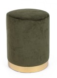 Cumpara ieftin Taburet catifea verde cu baza metal aurie Lucilla &Oslash; 35 cm x 40 h