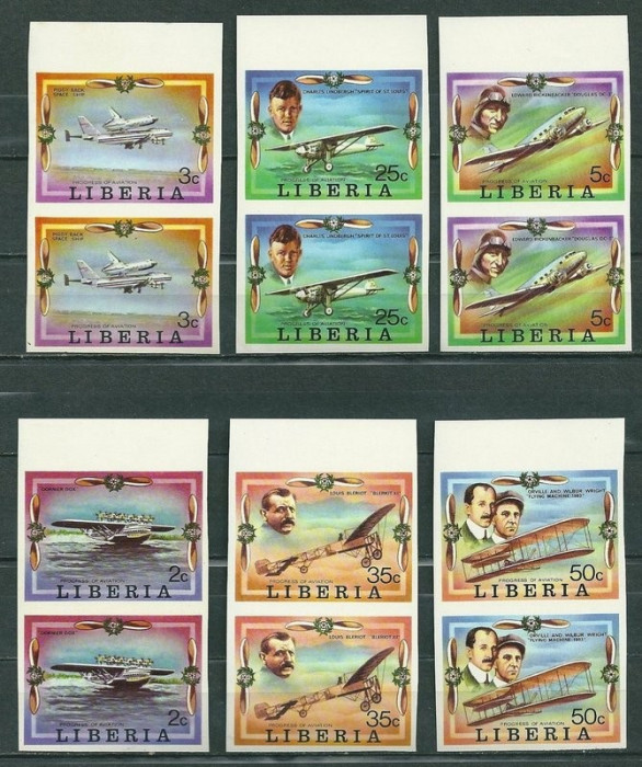 Liberia 1978 Aviation history x 2 imperf. MNH S.591