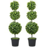 HOMCOM Plante artificiale &icirc;n ghiveci, frunze din plastic, păm&acirc;nt flocos, Verde | Aosom Romania