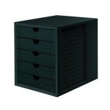 Suport plastic cu 5 sertare pentru documente, HAN - negru - sertare negre
