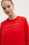 Cumpara ieftin Tommy Jeans bluza femei, culoarea rosu, cu imprimeu, DW0DW17323