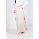 Fusta plisata lunga Longuette cu elastic - S/M, Bej