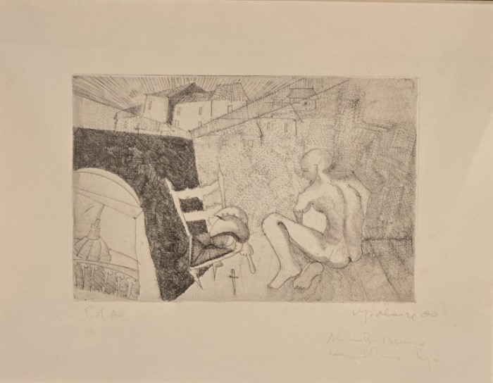 Tablou suprarealist, exemplar de artist, semnat (grafica)