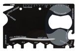 Card multifunctional pentru supravietuire, 18 in 1, otel inoxidabil, 9 x 6 cm, negru