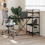 Gossi birou pentru computer cu rafturi negru 120x47x109 cm