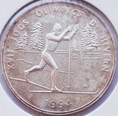 66 Andorra 5 diners 1993 1994 Winter Olympics km 80 argint foto