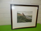 HEIDELBERG - vedere asupra orasului - superba litografie de epoca , inramata , tablou
