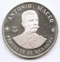 Cuba 20 Pesos 1977 - (Antonio Maceo) Argint 26 g/925, 38 mm, Md5, KM-40 aUNC !!!