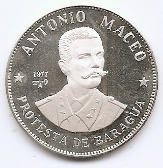 Cuba 20 Pesos 1977 - (Antonio Maceo) Argint 26 g/925, 38 mm, Md5, KM-40 aUNC !!! foto