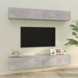 VidaXL Dulapuri TV de perete, 4 buc., gri beton, 100x30x30 cm