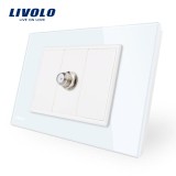 Cumpara ieftin Priza TV satelit Livolo cu rama din sticla - standard italian SmartElectro IntelligentHouse
