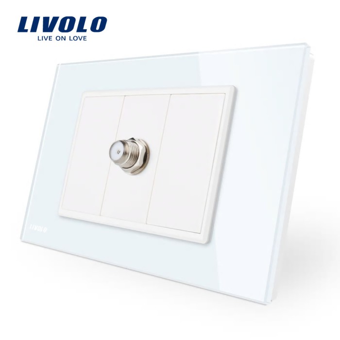 Priza TV satelit Livolo cu rama din sticla - standard italian SmartElectro IntelligentHouse