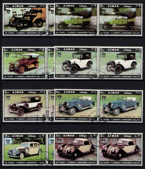 AJMAN 1970 - Masini de epoca celebre / serie completa, perechi