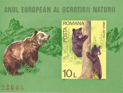 Rom&amp;acirc;nia, LP 1006/1980, Anul European al ocrotirii naturii, coliţă nedant., MNH foto