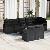 Set de canapele pentru grădină 9 pcs Negru Rattan poli