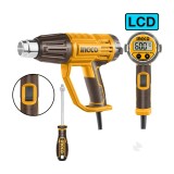 Pistol cu Aer Cald 2000W HG200058 &ndash; Afisaj Digital LCD, 50-600&deg;C, 3 Trepte Debit Aer, Set Duze Inclus