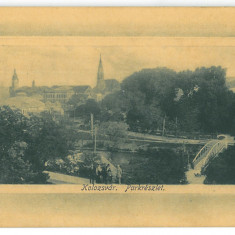 3974 - CLUJ, Park, Bridge, Rama, Romania - old postcard EMBOSSED - used - 1911
