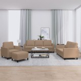 VidaXL Set de canapele cu perne, 4 piese, cappuccino, piele ecologică